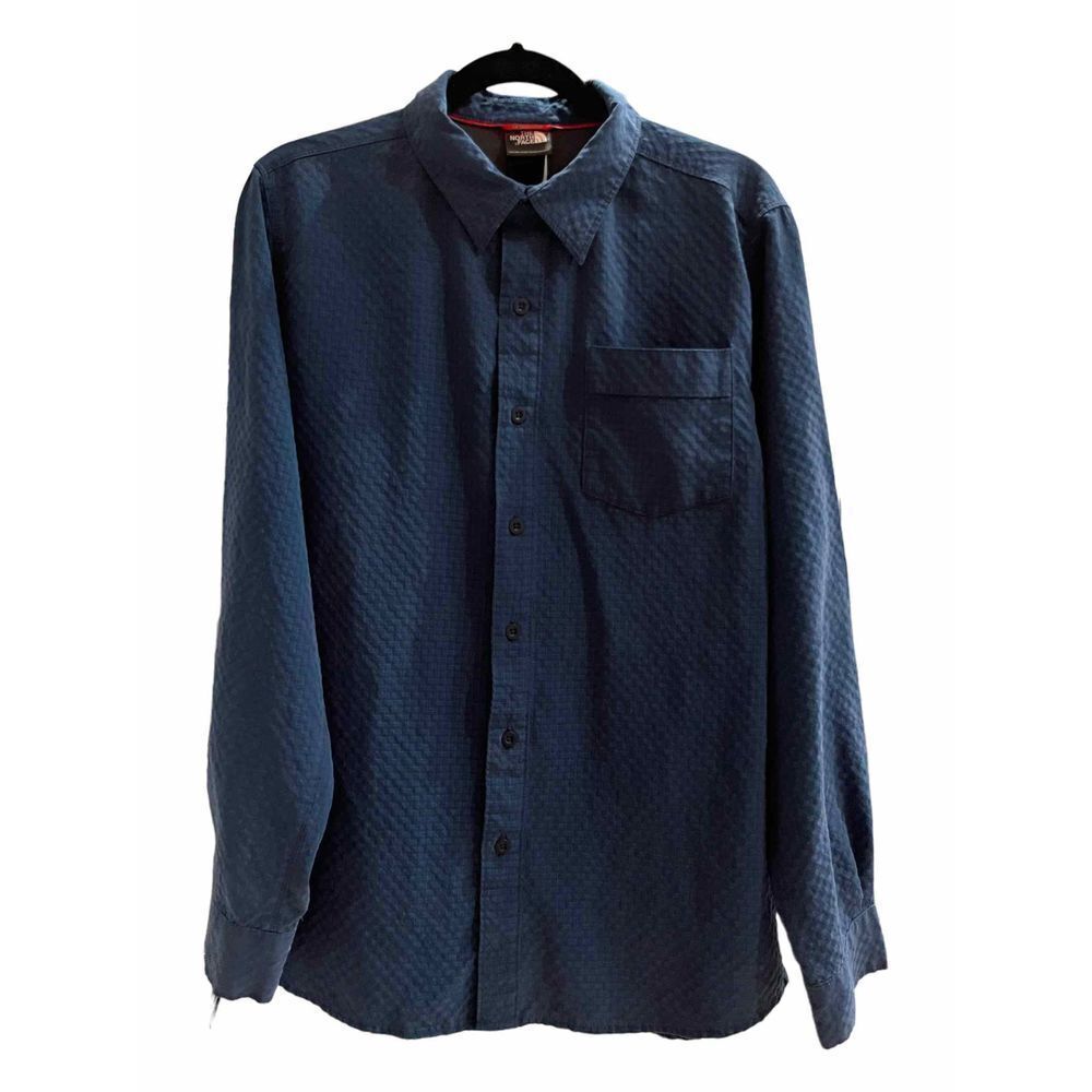 THE NORTH FACE Men's Top Long Sleeve Button Down Blue Large